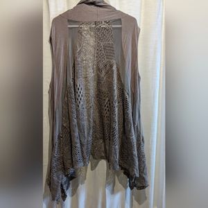 E Kimono Tank light weight duster Grey Purple 3X by Lavanya